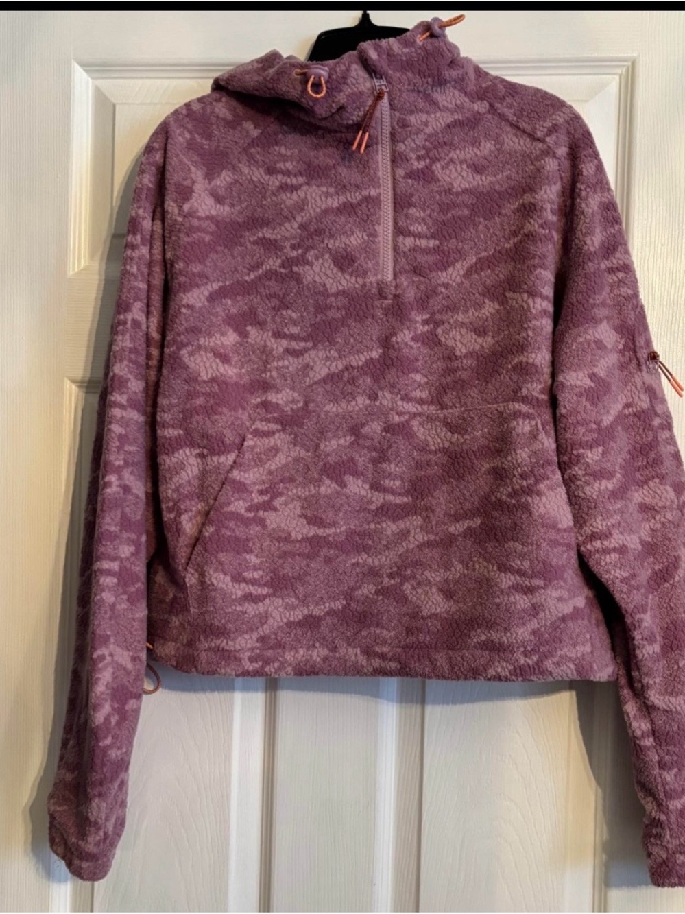 Purple Hooded Quarter-Zip Sweater